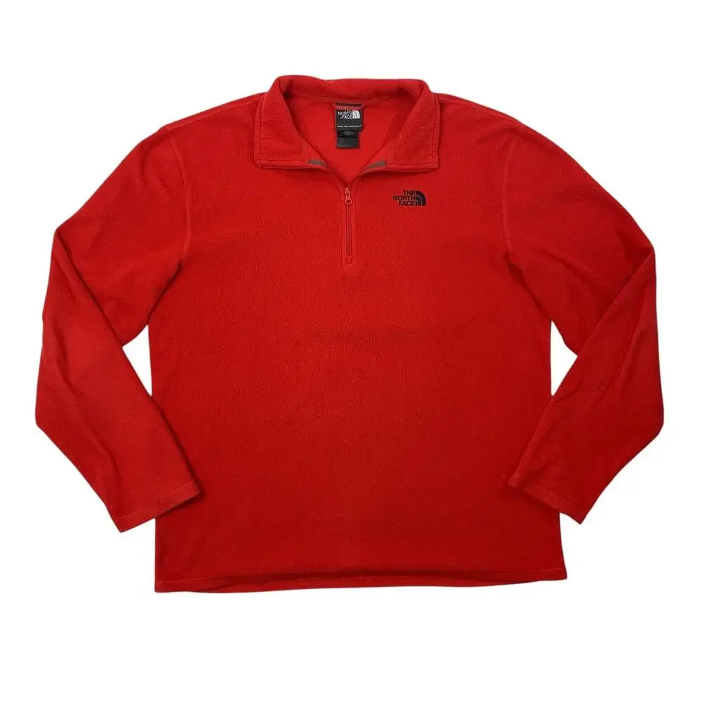 The North Face Fleece Mens M Medium Red Polartec‎ Tka 100 Microvelou Pullover